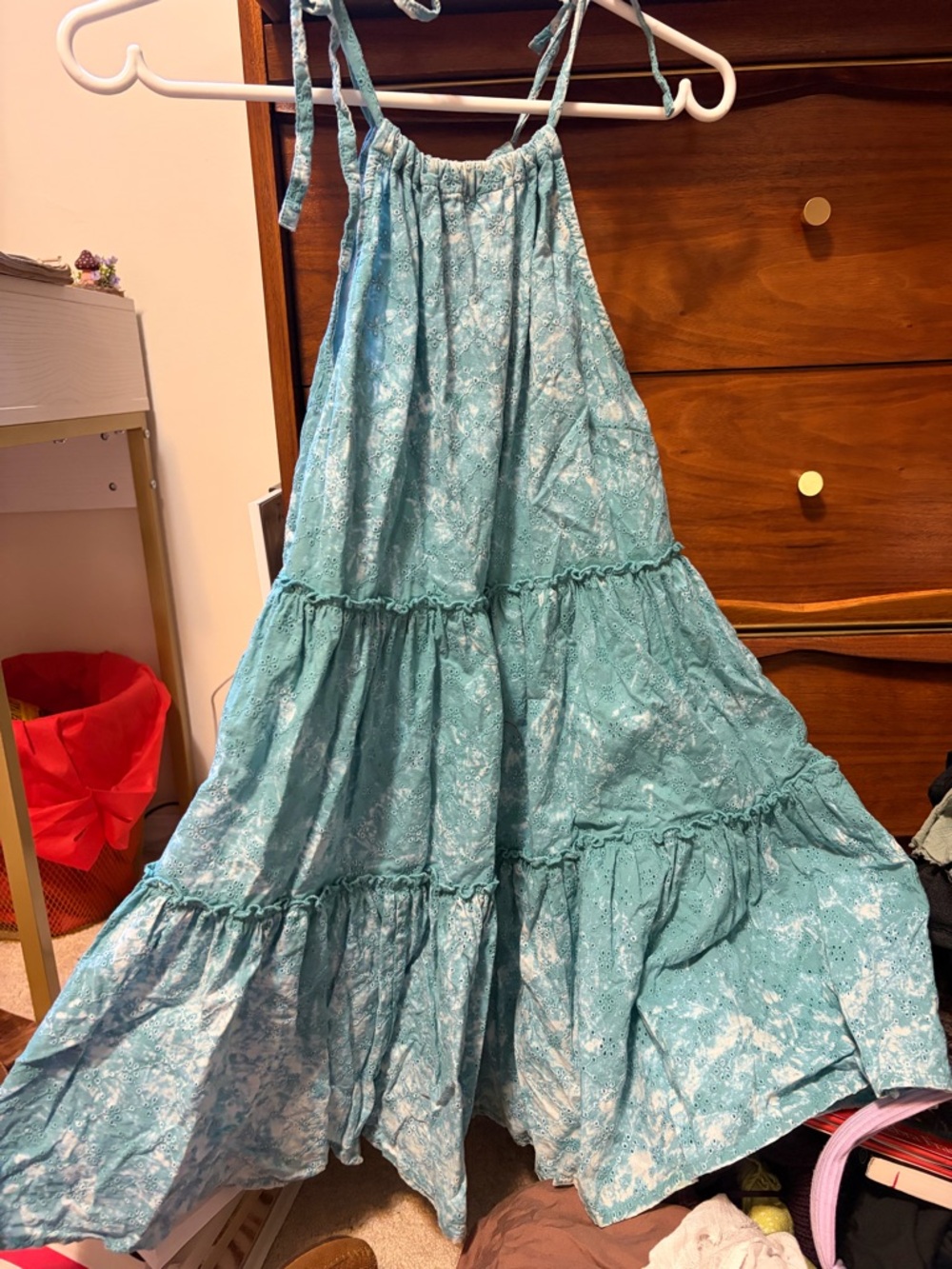 Rock & Roll Cowgirl Teal Tie-Dye Tiered Mini Dress